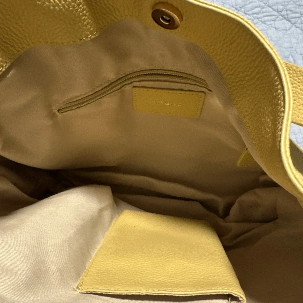 Laggo: The Taylor Yellow Leather Hobo Front Zipper Pocket‎ Shoulder Handbag